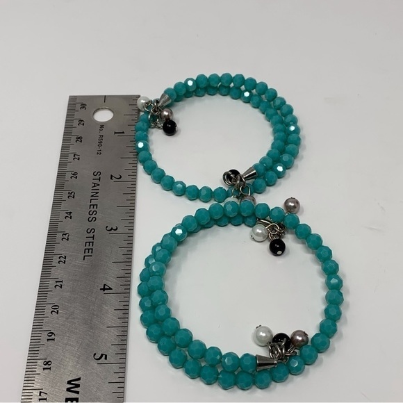 Two Spiral Turquoise Beaded Bracelets - Picture 6 of 6